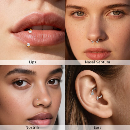 Anneaux de nez en fer à cheval Limerencia - Anneau de nez en titane avec zirconium 18G, demi-cercle pour femmes et hommes, anneaux pour septum, lèvre, cartilage, hélix, tragus et daith, bijoux de piercing