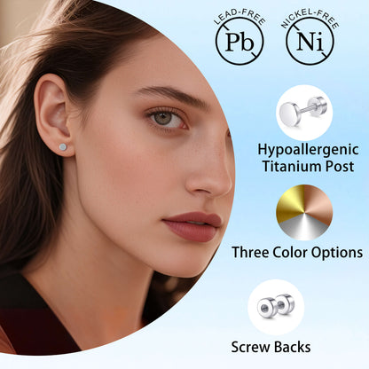 Limerencia Titan Steckohrringe, F136 Implantat-Titanohrringe für Damen und Herren mit empfindlichen Ohren