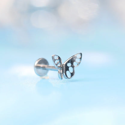 Limerencia F136 Hypoallergener Titan 20g 6mm 8mm Flachrückenstecker | G23 Implantatgrad Pressfit Gewindelose Ohrringe Push Pin Tragus Knorpel Helix Conch Nase Monroe Medusa Labret Piercingschmuck (1 Stk.)