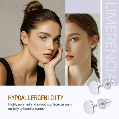 Limerencia Titan-Ohrstecker, F136 implantatgeeignetes Reintitan-Ohrstecker in 3 mm/4 mm, nickelfrei und hypoallergen für Damen, Herren und empfindliche Ohren