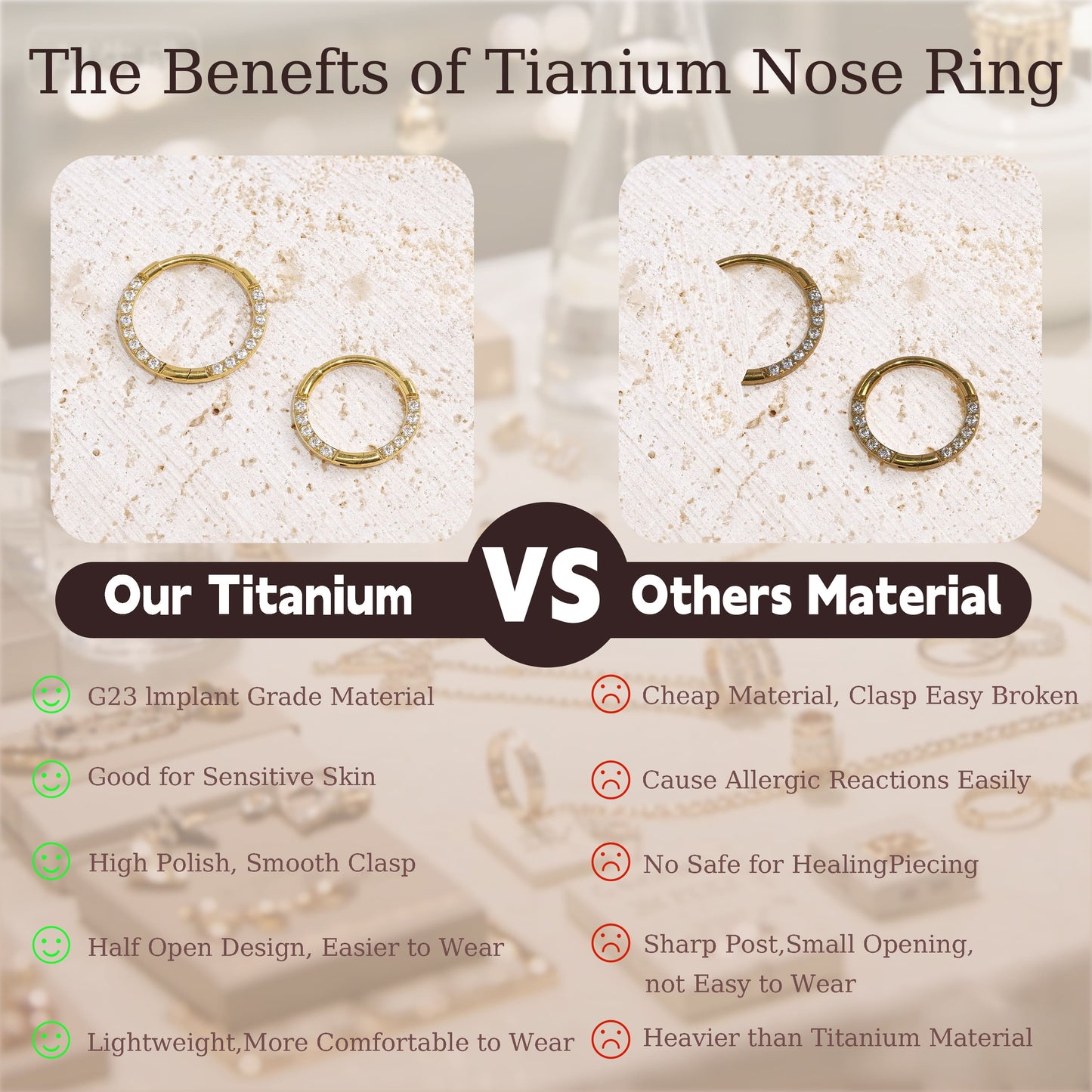 Anneau de nez en titane Limerencia, anneau de nez en titane zirconium 20G, boucle d'oreille pour cartilage, anneau de septum, piercing tragus, conque, hélice, daith et lèvre, bijoux pour femme et homme