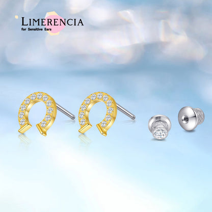 Pendientes de titanio hipoalergénicos Limerencia G23 de grado implante con cierre de rosca, tragus 20G, poste de piercing Helix F136 para orejas sensibles, cartílago (herradura)