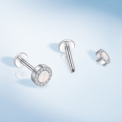 Limerencia 18G Titan-Körperschmuck, 2 Stück hypoallergene Innengewinde-Flachrücken-Ohrstecker für Tragus, Nase, Helix, Conch, Lippe, Labret und Knorpelpiercing für Damen & Herren, rundes Zirkoniadesign