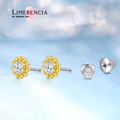 limerencia 20G Hypoallergenic Titanium Screw Back Earrings G23 Implant Grade F136 Studs Post for Sensitive Ears Tragus Helix Cartilage/Sunflower