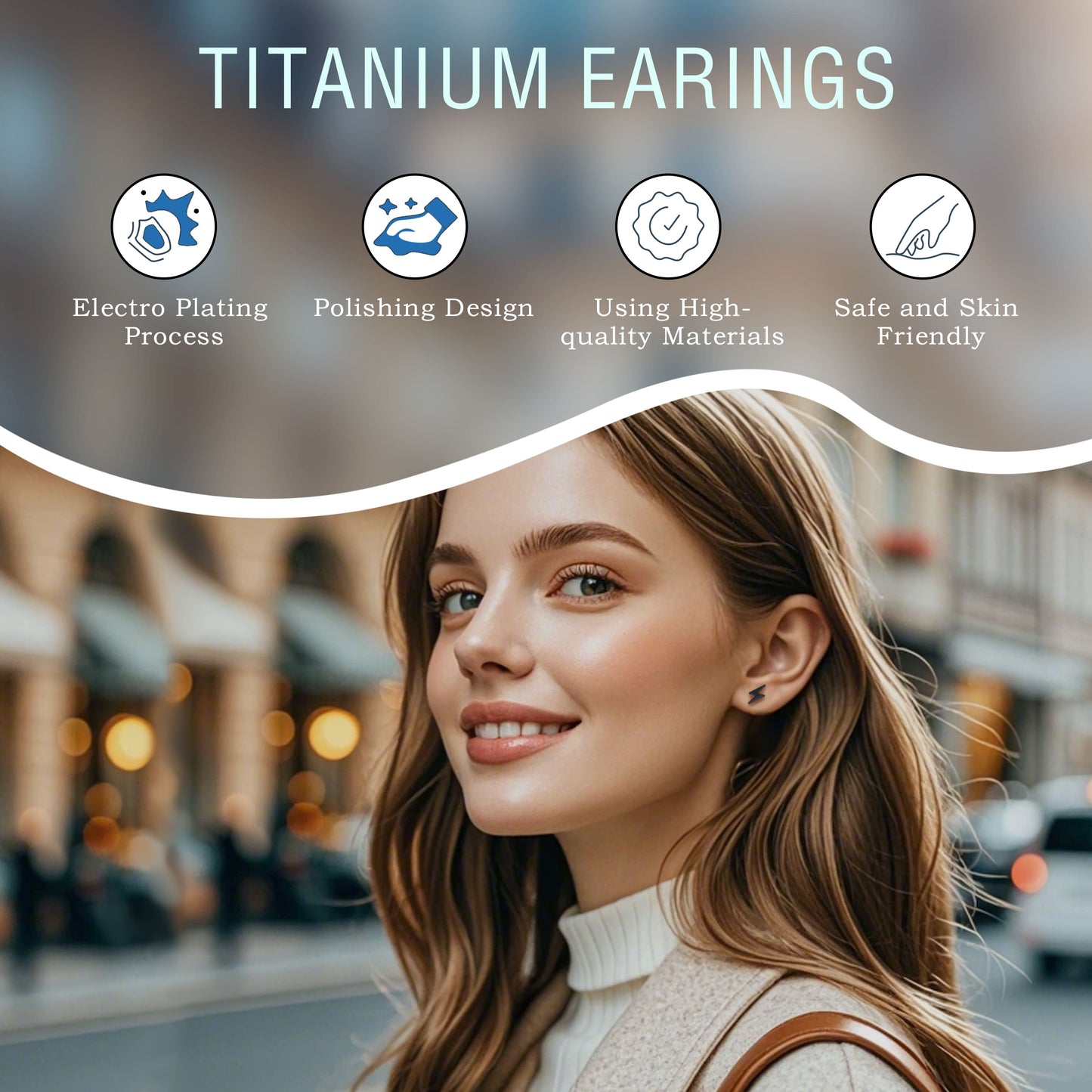 Limerencia Titanium Women Flatback Earrings,Lightning Bolt Stud Earrings|Cute and Fashionable Earrings Suitable for Both Men and Women,Suitable for Sensitive Ears