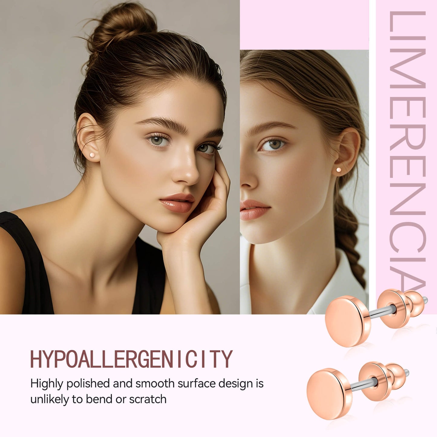 Limerencia Titan-Ohrstecker, F136 implantatgeeignetes Reintitan-Ohrstecker in 3 mm/4 mm, nickelfrei und hypoallergen für Damen, Herren und empfindliche Ohren
