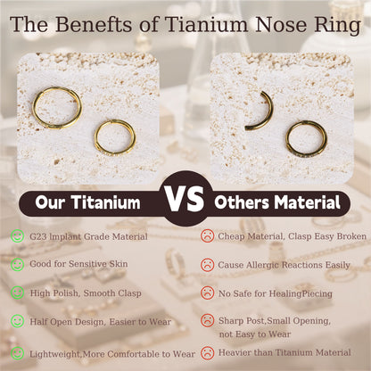 Aro nasal de titanio G23 Limerencia, aro nasal con circonita 8 mm / 10 mm | Arete de cartílago, anillo de septo, piercing para tragus, concha, hélice, daith y labio, joyería para mujer y hombre