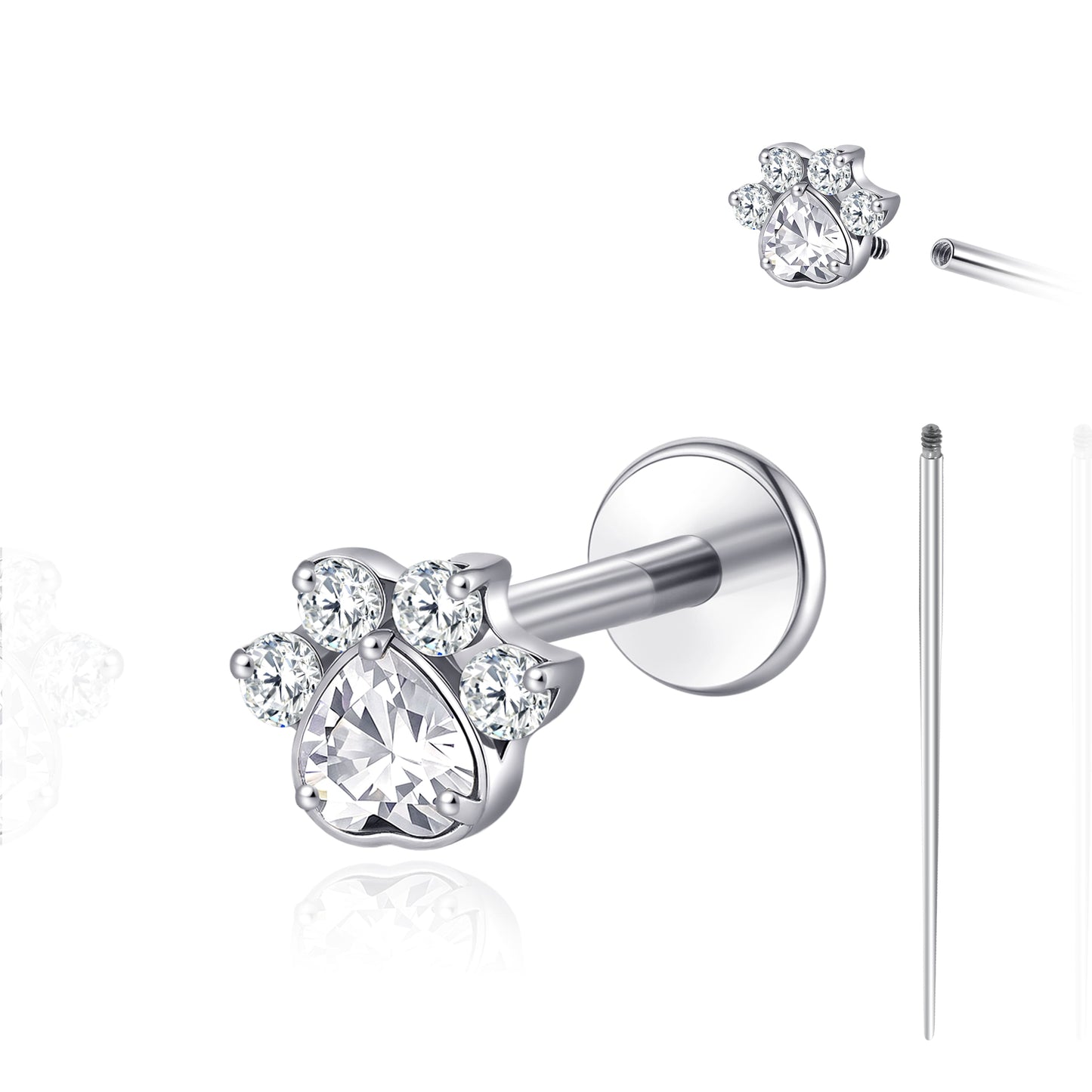limerencia 18G Titanium Body Piercing Jewelry, Internally Threaded Flat Back Earring Tragus Helix Cartilage Conch Medusa Stud Earring for Women Men 1PC/paw