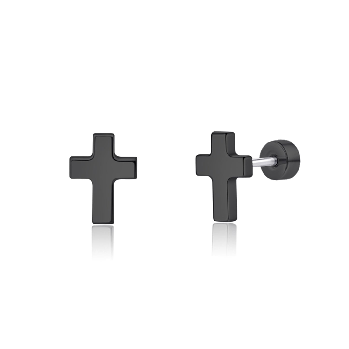 Limerencia Titanium Stud Earrings - Hypoallergenic Earrings for Women Men Sensitive Ears - Minimalist Jewelry Flatback Cross Bolt Cartilage Earrings/The Cross