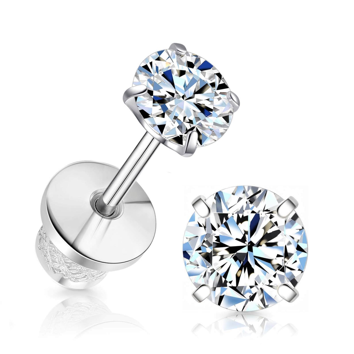 Limerencia Moissanite Stud Earrings, F136 Titanium Screw Back Earrings, D Color VVS1 Clarity Lab-created Moissanite Earrings, Hypoallergenic G23 Pure Titanium for Women Men Sensitive Ears