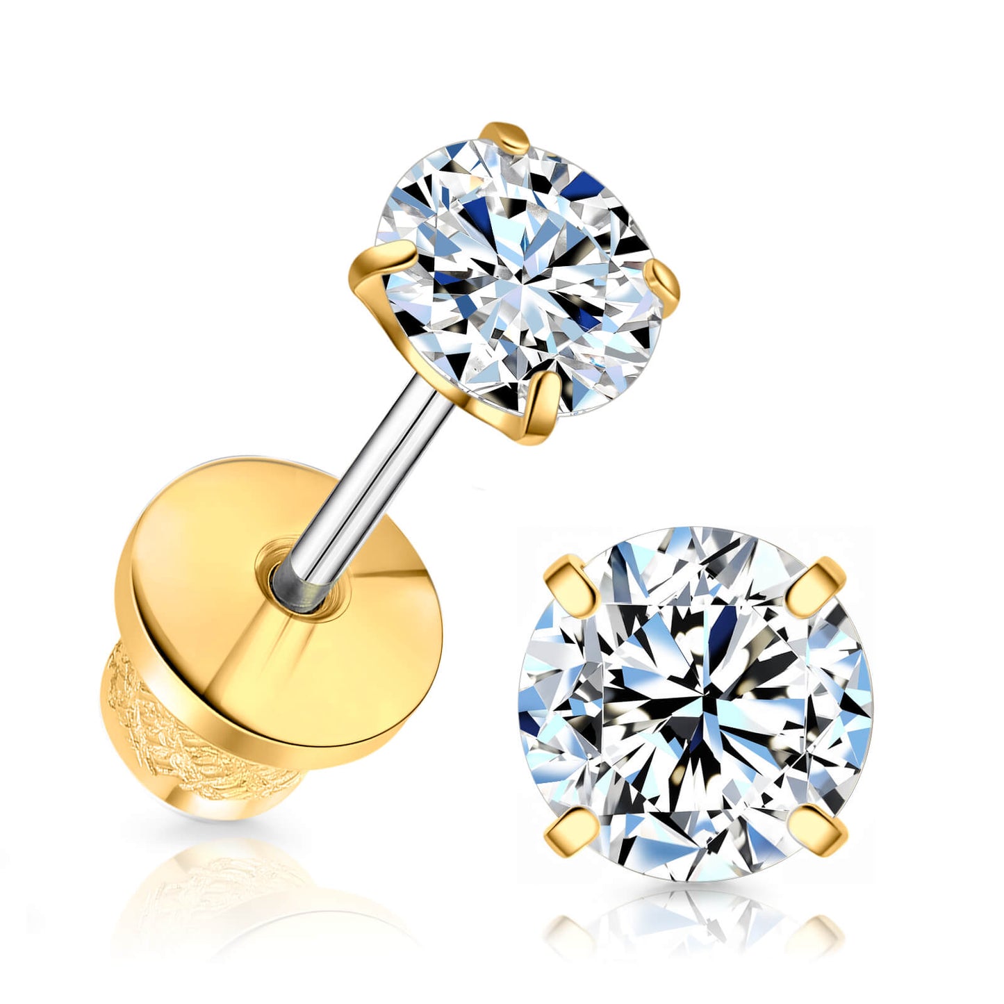 Limerencia Moissanite Stud Earrings, F136 Titanium Screw Back Earrings, D Color VVS1 Clarity Lab-created Moissanite Earrings, Hypoallergenic G23 Pure Titanium for Women Men Sensitive Ears