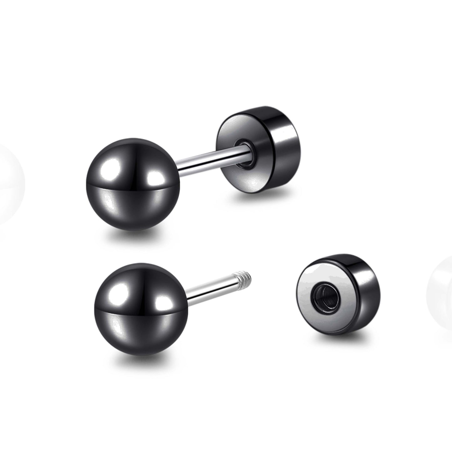 Limerencia Titanium Flatback Earrings Hypoallergenic Ball Earrings for Sensitive Ears Simple Classic 3mm-5mm Flat Stud Earring Perfect for Helix Tragus Cartilage Earlobe
