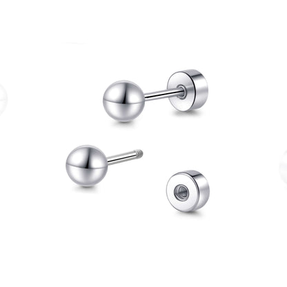 Limerencia Titan-Flachverschluss-Ohrstecker, hypoallergene Kugelohrstecker für empfindliche Ohren, schlichte klassische Flachstecker in 3 mm bis 5 mm, ideal für Helix, Tragus, Knorpel und Ohrläppchen