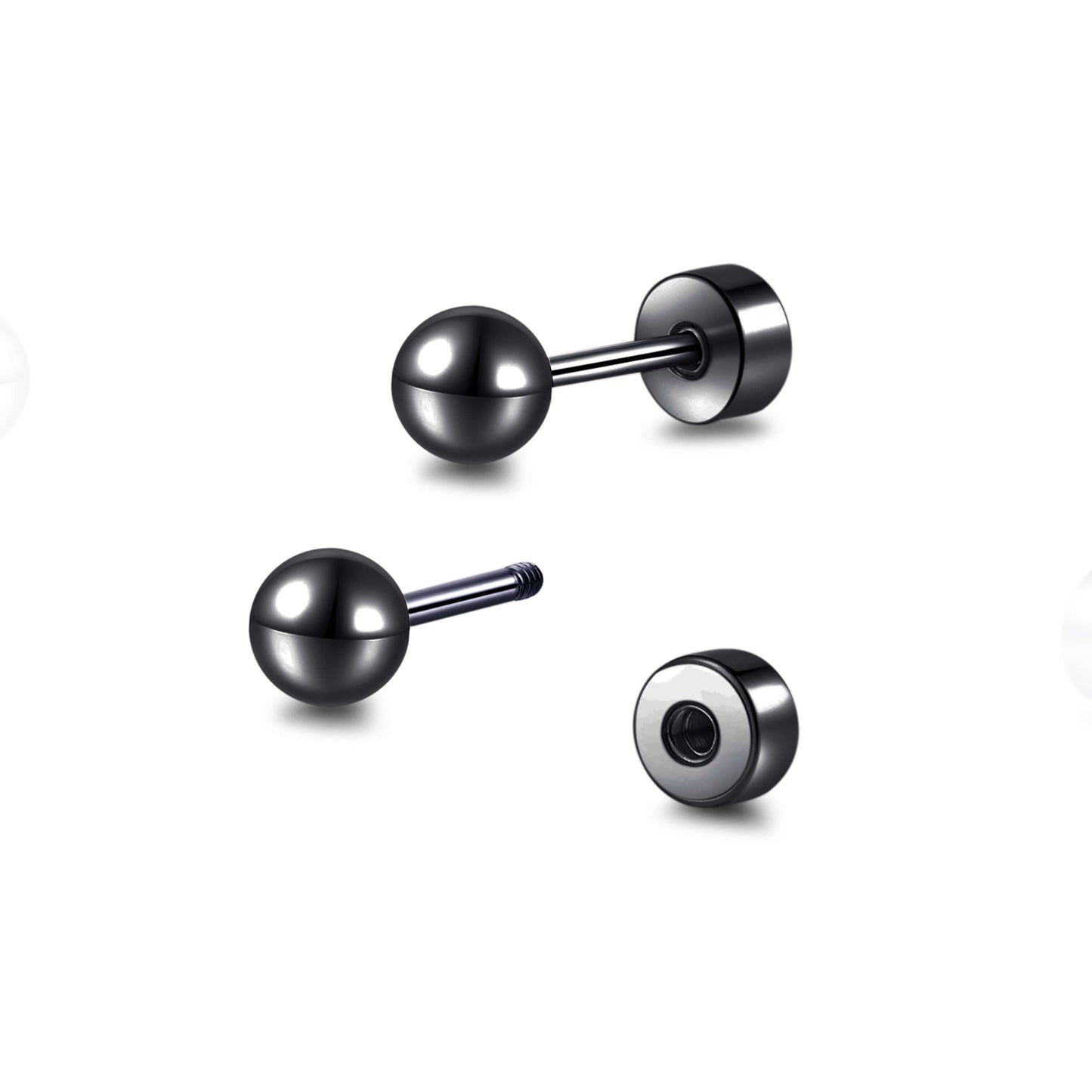 Limerencia Titan-Flachverschluss-Ohrstecker, hypoallergene Kugelohrstecker für empfindliche Ohren, schlichte klassische Flachstecker in 3 mm bis 5 mm, ideal für Helix, Tragus, Knorpel und Ohrläppchen