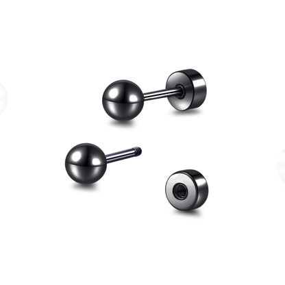 Limerencia Titan-Flachverschluss-Ohrstecker, hypoallergene Kugelohrstecker für empfindliche Ohren, schlichte klassische Flachstecker in 3 mm bis 5 mm, ideal für Helix, Tragus, Knorpel und Ohrläppchen