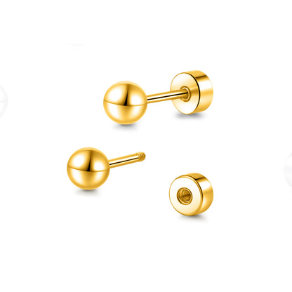 Limerencia Titan-Flachverschluss-Ohrstecker, hypoallergene Kugelohrstecker für empfindliche Ohren, schlichte klassische Flachstecker in 3 mm bis 5 mm, ideal für Helix, Tragus, Knorpel und Ohrläppchen