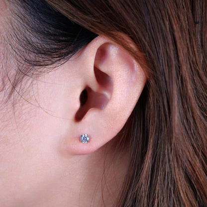 Limerencia チタン低アレルギーピアスジュエリー 18G 6mm 8mm 10mm トラガス・ヘリックス・コンク・軟骨・ノーズ・リップ兼用 F136 インプラント級フラットバック内ネジ式スタッドピアス（ホワイト CZ 2mm）