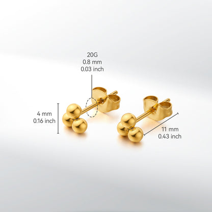 Limerencia G23 Reines Titan Hypoallergene Ohrringe | Winzige Trinity Kugelohrstecker | Minimalistisch, F136 Implantat-Qualität | Geeignet für empfindliche Ohren Zarter Schmuck (4mm, Silber)