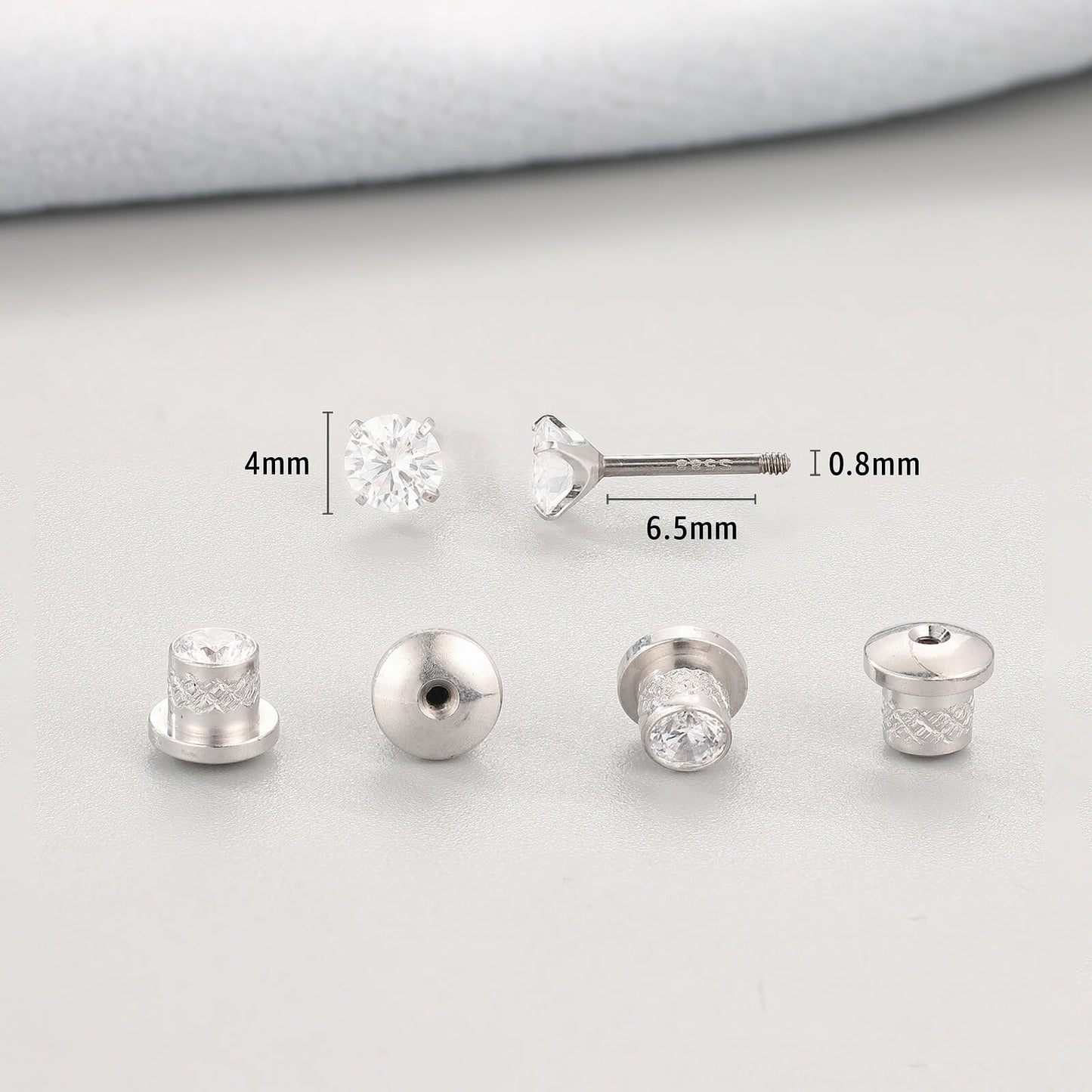 Limerencia Moissanite Stud Earrings, F136 Titanium Screw Back Earrings, D Color VVS1 Clarity Lab-created Moissanite Earrings, Hypoallergenic G23 Pure Titanium for Women Men Sensitive Ears