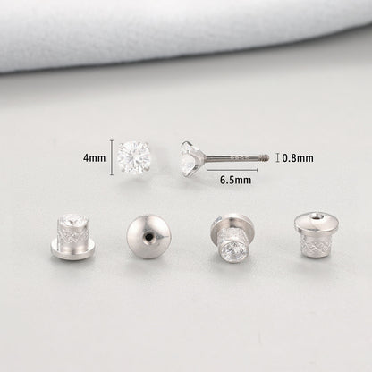 Limerencia Moissanite Stud Earrings, F136 Titanium Screw Back Earrings, D Color VVS1 Clarity Lab-created Moissanite Earrings, Hypoallergenic G23 Pure Titanium for Women Men Sensitive Ears