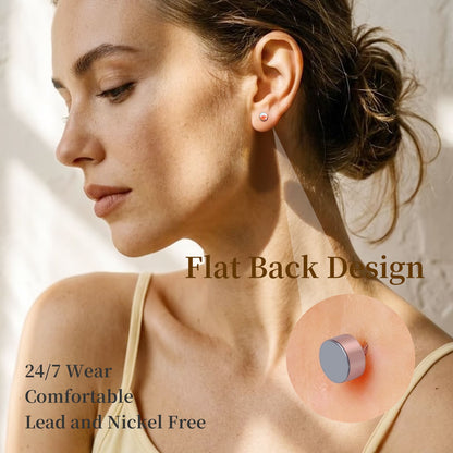 Limerencia flache Ohrstecker für Damen, hypoallergene Ohrstecker mit Schraubverschluss aus G23-Implantat-Titan, 20G Ohrstecker mit Onyx/Mondstein/blauem Türkis, flache Knorpelohrstecker in 4 mm/5 mm