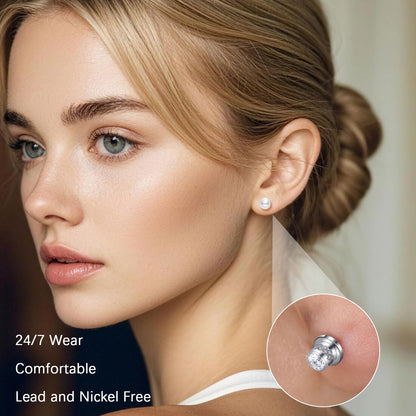 Limerencia Hypoallergenic Freshwater Cultured Pearl Stud Earrings for Women F136 Implant‑Grade Titanium Screw‑Back, Nickel‑Free & Lead‑Free, Comfortable for Sensitive Ears, Elegant Jewelry for Gifting