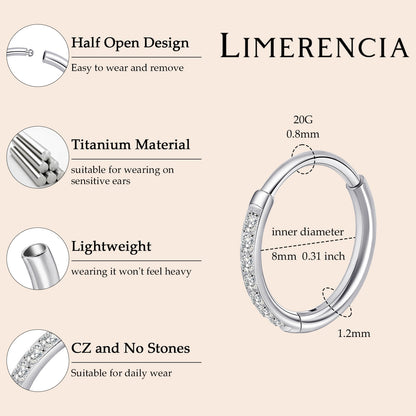 Limerencia Titanium Hoop Earrings for Women,G23 Implant Grade Pure Titanium Lightweight Hoop Earrings for Women Men Sensitive Ears
