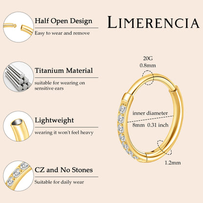 Limerencia Titanium Hoop Earrings for Women,G23 Implant Grade Pure Titanium Lightweight Hoop Earrings for Women Men Sensitive Ears