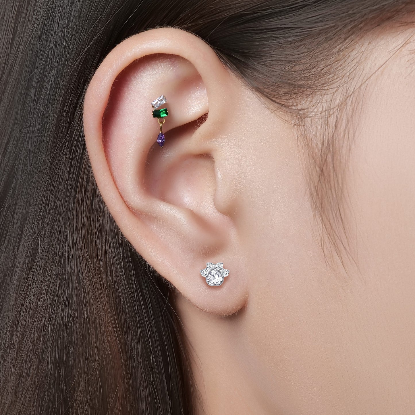 limerencia 18G Titanium Body Piercing Jewelry, Internally Threaded Flat Back Earring Tragus Helix Cartilage Conch Medusa Stud Earring for Women Men 1PC/paw