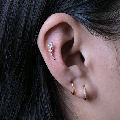F136 Titanium Gold Hoop Earrings for Women Sensitive Ears - Hypoallergenic Hoops Zirconia Cartilage Huggie Earrings，Helix Piercing Earring Gold Jewelry for Women  Men Gift