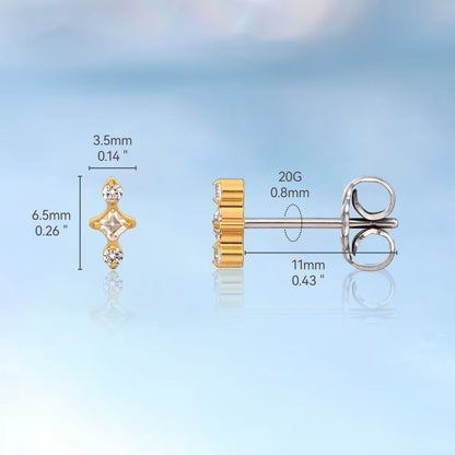 Limerencia F136 Pure Titanium Hypoallergenic Implant Grade Studs, G23 Small Dainty Cubic Zirconia Earrings for Women's Sensitive Ears