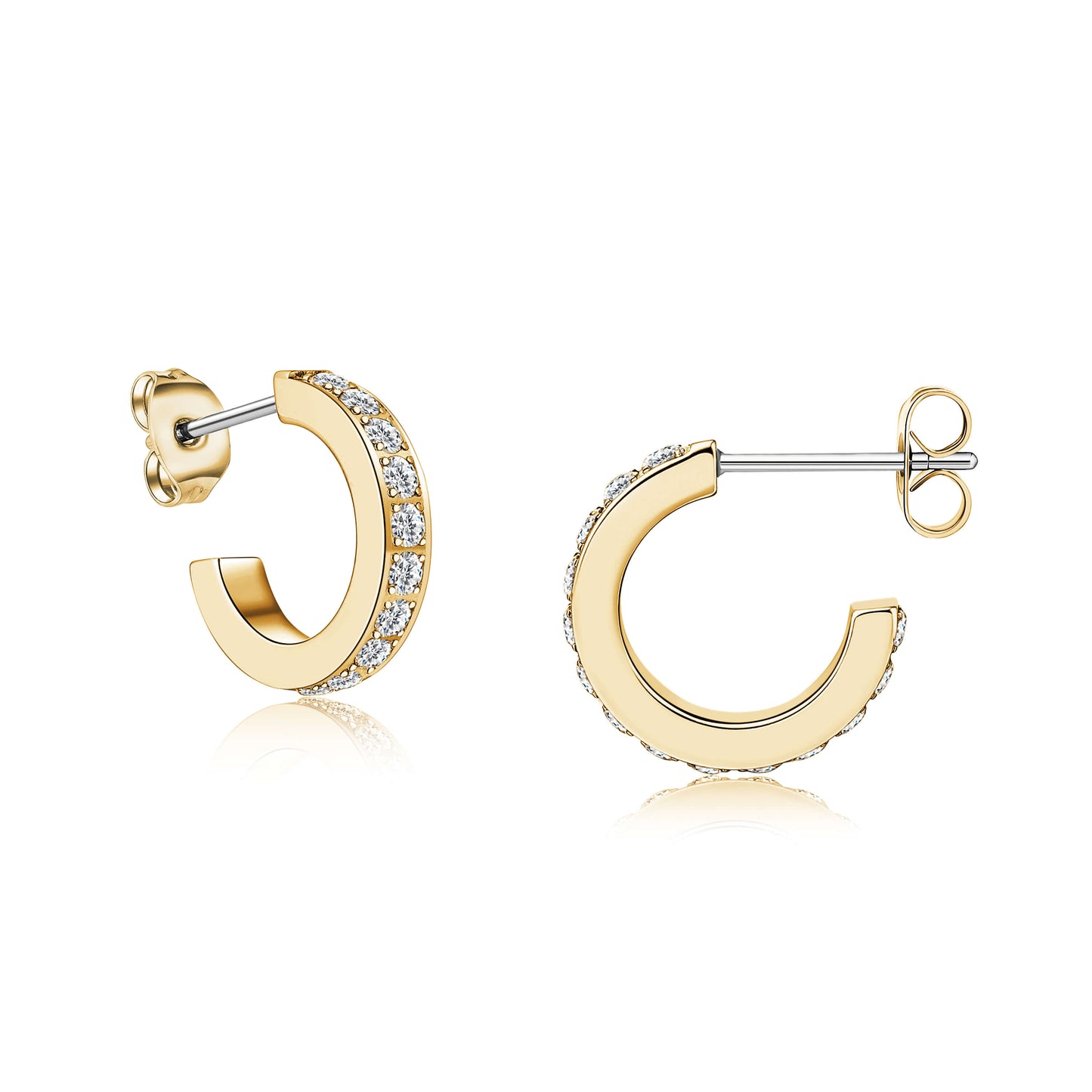 Limerencia Hypoallergenic G23 Pure Titanium Small Open C Hoop Earrings, F136 Implant Grade Lightweight Cubic Zirconia/Opal Cuff Huggie Earrings for Women Sensitive Ears