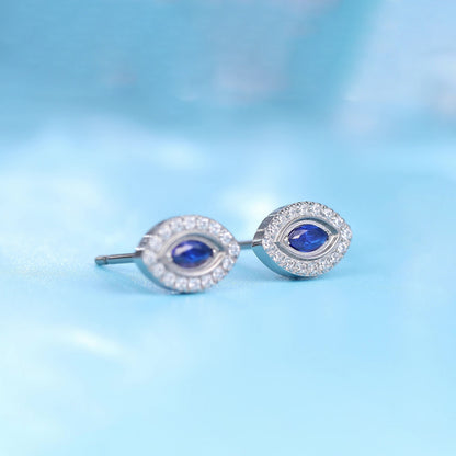 Limerencia Hypoallergene F136 Ohrringe aus reinem Titan, G23 Titanstecker in Implantatqualität, Helix-Ohrstecker mit Zirkonia-Cluster im Evil Eye-Design, minimalistischer Stil für Frauen mit empfindlichen Ohren (Blau Silber)