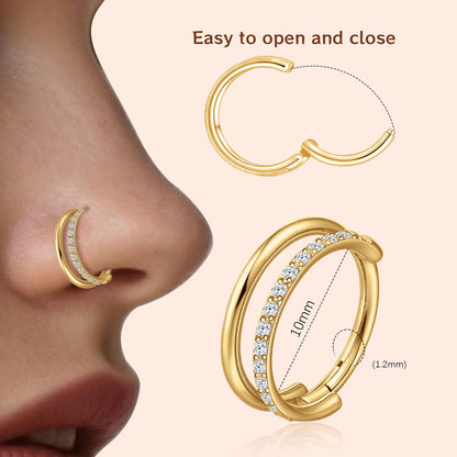 Aro nasal Limerencia, aro de titanio para mujer y hombre – circonitas cúbicas en ambos lados