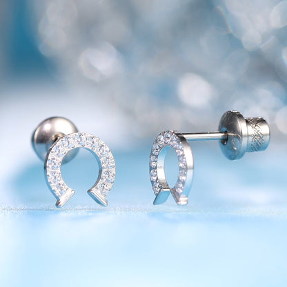 Limerencia Hypoallergene G23 Implantatqualität Titan Schraubverschluss Ohrringe Tragus 20G Helix F136 Piercingstecker für empfindliche Ohren Knorpel (Hufeisen)