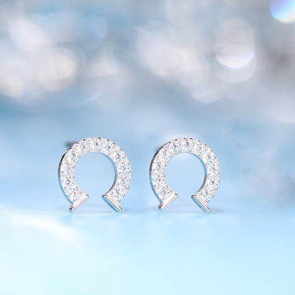 Pendientes de titanio puro hipoalergénico Limerencia F136, con circonita cúbica G23, pequeños y delicados, para orejas sensibles de mujer (herradura)