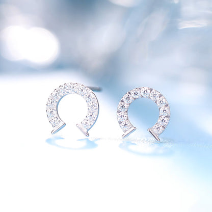 Pendientes de titanio puro hipoalergénico Limerencia F136, con circonita cúbica G23, pequeños y delicados, para orejas sensibles de mujer (herradura)