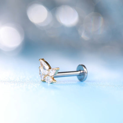 Limerencia Hypoallergenic G23 Implant Grade Titanium Screw Back Earrings Tragus 20G Helix F136 Piercing Post for Sensitive Ears Cartilage (Windmill CZ)