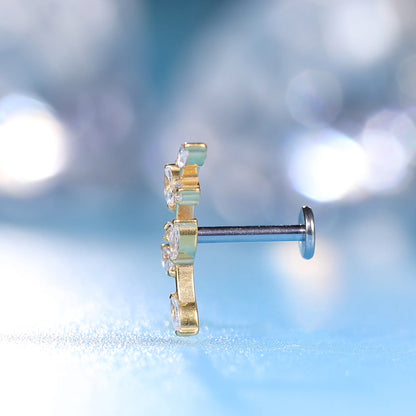 Limerencia F136 チタン低アレルギー キュービックジルコニアクライマー フラットバック内ネジ式スタッド 18G トラガス・ヘリックス・コンク・軟骨クローラーピアス レディース（J）