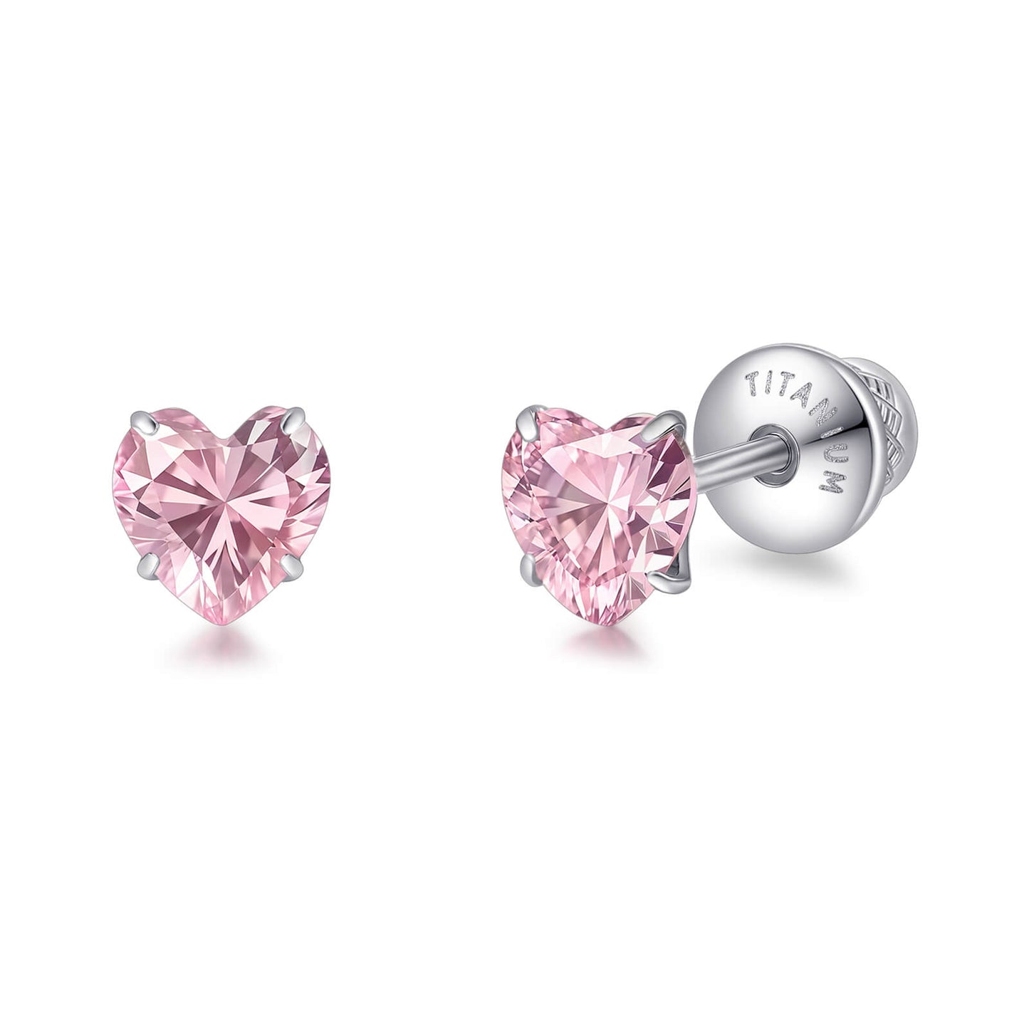 Limerencia Heart Birthstone Screw Backs Earrings G23 Implant Grade Titanium Stud Earrings 20G Hypoallergenic Cubic Zirconia Tragus Piercing Post for Sensitive Ears