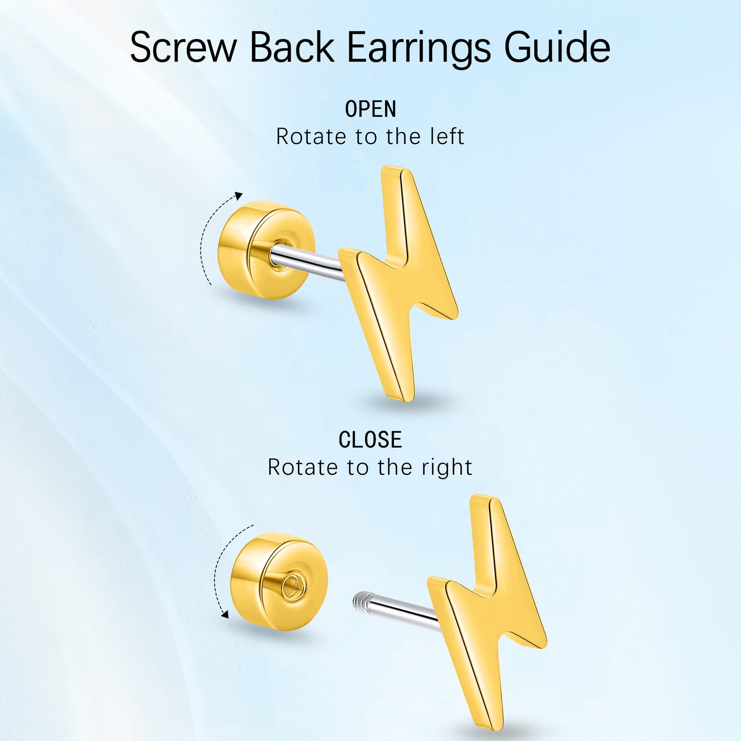 Limerencia Titanium Women Flatback Earrings,Lightning Bolt Stud Earrings|Cute and Fashionable Earrings Suitable for Both Men and Women,Suitable for Sensitive Ears