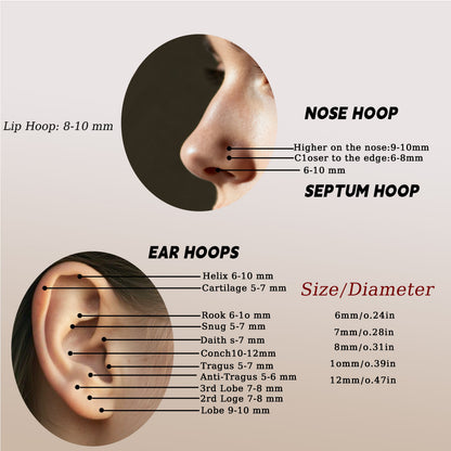 Anneau de nez en titane Limerencia, anneau de nez en titane zirconium 20G, boucle d'oreille pour cartilage, anneau de septum, piercing tragus, conque, hélice, daith et lèvre, bijoux pour femme et homme