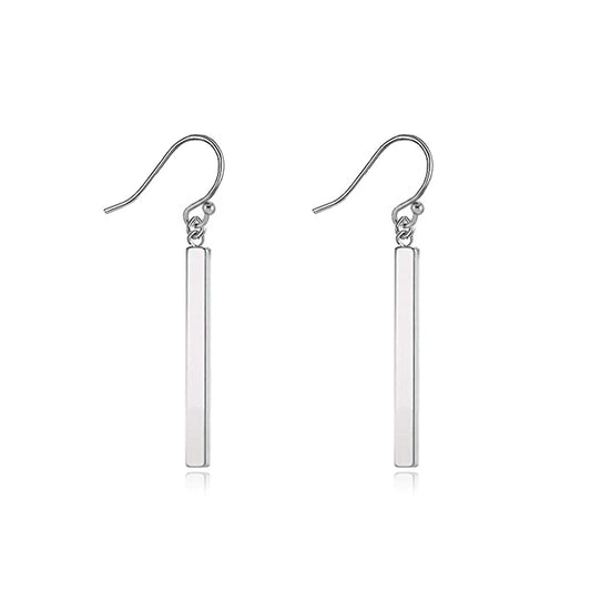 Limerencia Pure Titanium Vertical Bar Dangle Earrings, Lightweight Drop Earrings Hypoallergenic for Sensitive Ears Women (30 mm, Silver)