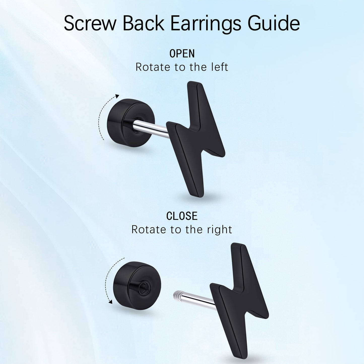 Limerencia Titanium Women Flatback Earrings,Lightning Bolt Stud Earrings|Cute and Fashionable Earrings Suitable for Both Men and Women,Suitable for Sensitive Ears