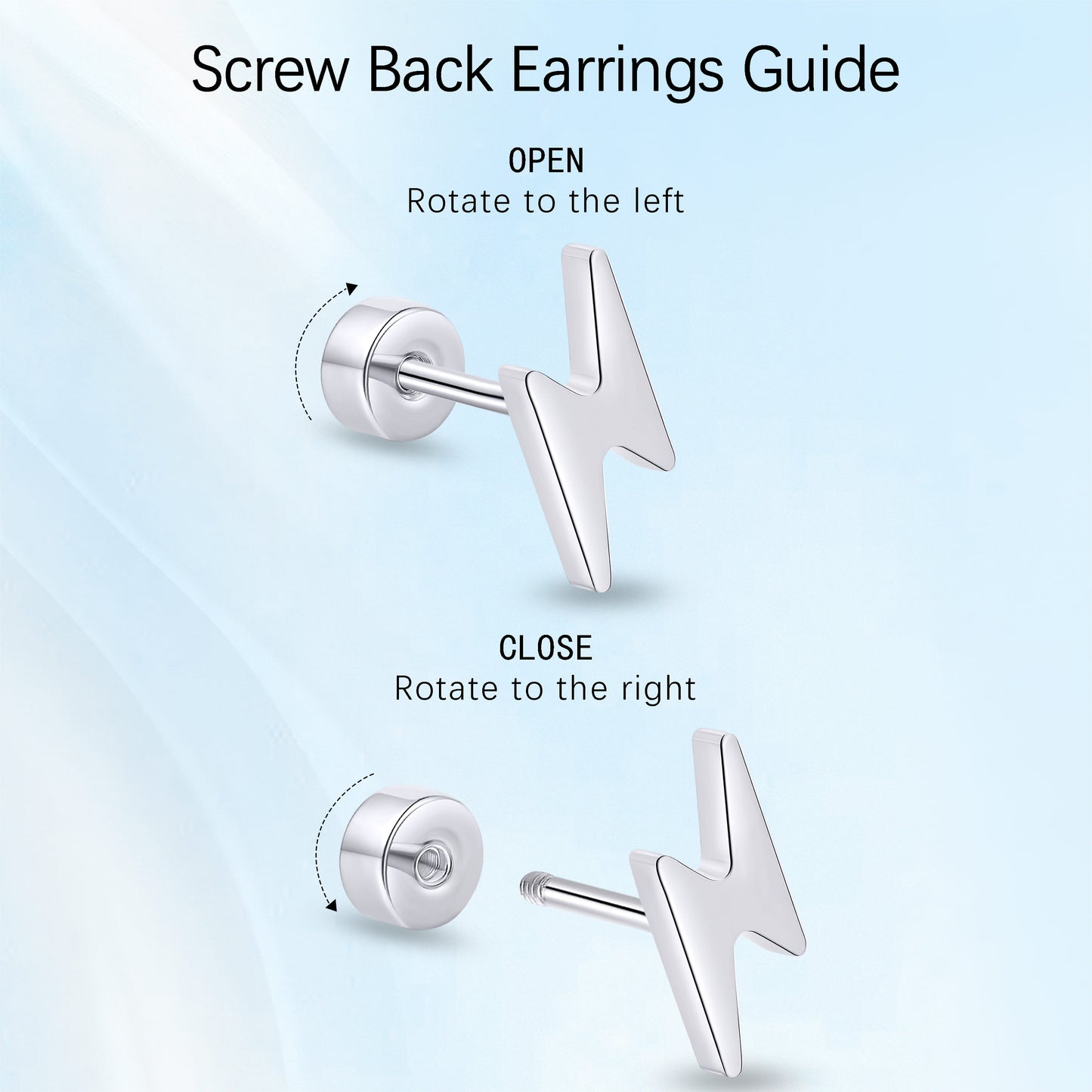 Limerencia Titanium Women Flatback Earrings,Lightning Bolt Stud Earrings|Cute and Fashionable Earrings Suitable for Both Men and Women,Suitable for Sensitive Ears