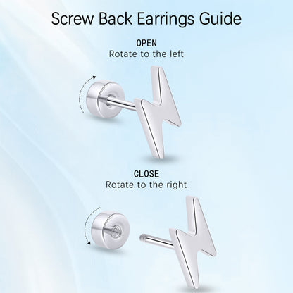 Limerencia Titanium Women Flatback Earrings,Lightning Bolt Stud Earrings|Cute and Fashionable Earrings Suitable for Both Men and Women,Suitable for Sensitive Ears