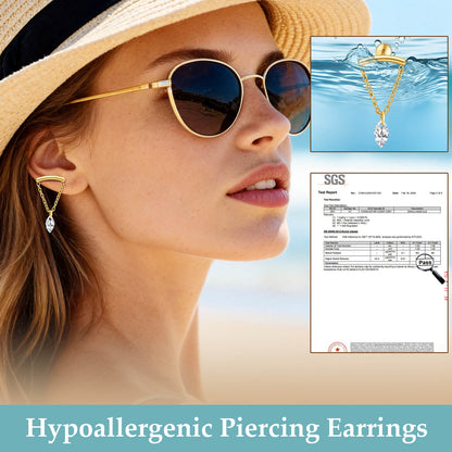 Limerencia 18G Titan-Ohrschmuck mit Innengewinde und flachem Verschluss für Damen, 1 Stück Hängepiercing mit Kette für Helix, hypoallergen, 6mm/8mm Knorpelstecker geeignet für Tragus, Conch und Ohrläppchen