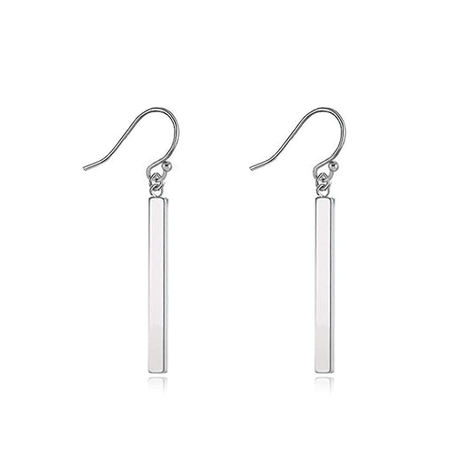 Limerencia Pure Titanium Vertical Bar Dangle Earrings, Lightweight Drop Earrings Hypoallergenic for Sensitive Ears Women (30 mm, Silver)