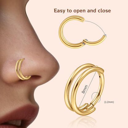 Aro nasal Limerencia, aro de titanio para mujer y hombre – circonitas cúbicas en ambos lados