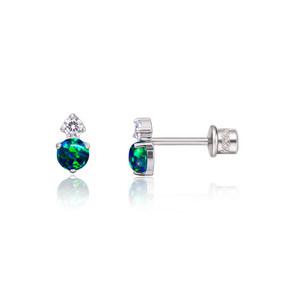 Boucles d'oreilles à fermeture à vis Limerencia en titane G23 grade implant F136 hypoallergénique, poinçon 20G pour tragus et hélix, zircon cubique + opale verte, pour cartilage et oreilles sensibles des jeunes filles